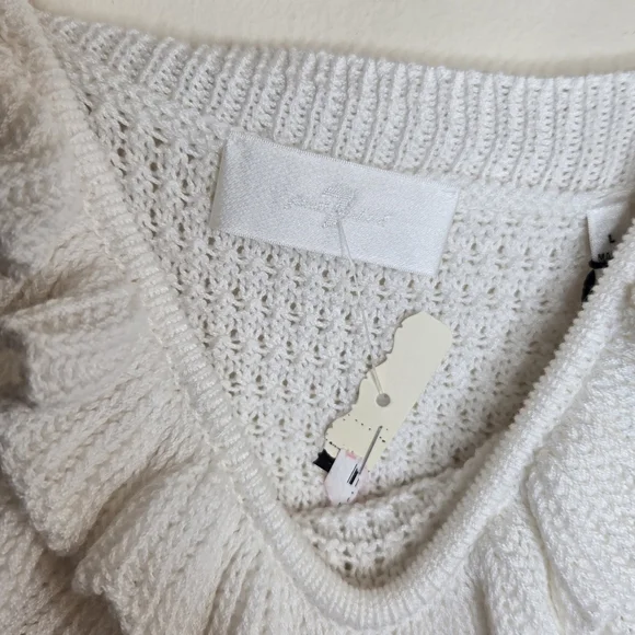 7 FOR ALL MANKIND NWT Crochet Knit Pointelle Ruffle Tank Top - Picture 6 of 10